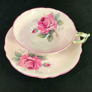 Small Crack 1940s Paragon England Large Pink Cabbage Rose Pink Cup Saucer