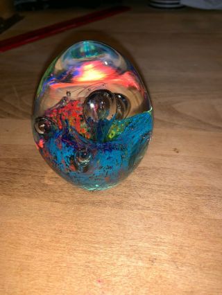Vintage Egg Shaped Bubble Controlled Glass Paperweight