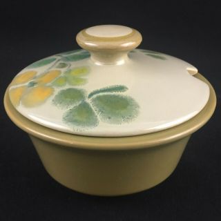 VTG Lidded Gravy Boat Underplate Franciscan Pebble Beach Yellow Green Floral USA 2