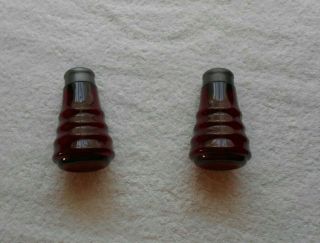 Party Line Ruby Red salt & pepper shakers by the Paden City glass company 4