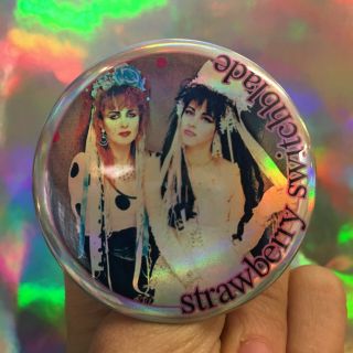 Strawberry Switchblade Rose Mcdowall Uk Goth Wave Holographic 2.  25 " Button