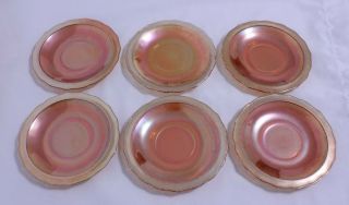 Vintage Federal Glass Normandie Iridescent 5 3/4 " Plates Set Of 6