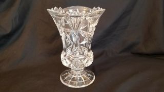 Vintage American Brilliant Style Glass Vase,  Pinwheel & Fan Desgin,  Heavy 8 3/8 " H