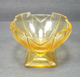 Vintage Yellow/amber Glass Square Candy Dish/bowl Goblet Pedestal