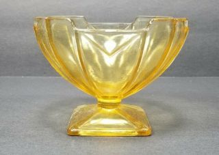 Vintage Yellow/Amber Glass Square Candy Dish/Bowl Goblet Pedestal 2