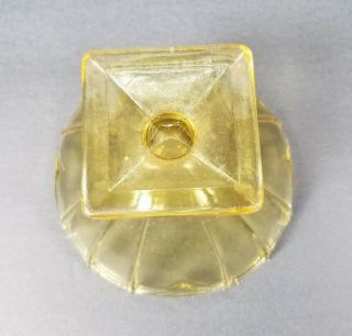 Vintage Yellow/Amber Glass Square Candy Dish/Bowl Goblet Pedestal 4