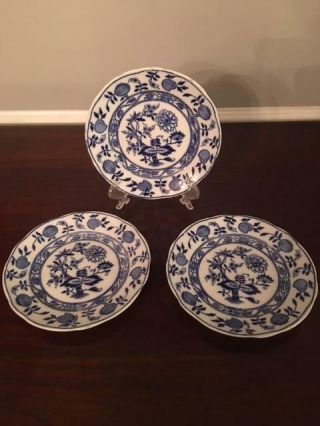 Set Of 3 Antique Meissen Blue Onion Porcelain 5 3/4 " Bread/butter Plates England