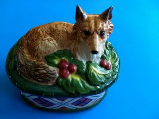 Noritake " Royal Hunt " Red Fox Candy Box Dish Foxhunting Xmas Euc