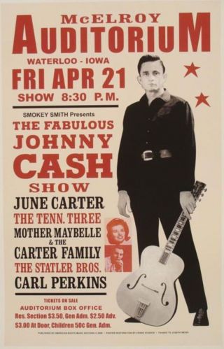 Johnny Cash Concert Poster Print A4 Size