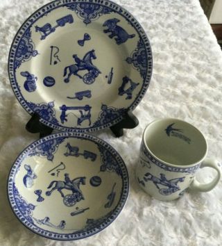 Spode Edwardian Childhood Set China 3 Piece Dish Plate And Bowl