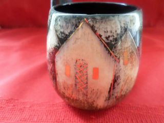 Vintage Mid Century Modern Sascha Brastoff Hand Painted Ceramic Pipe Cup Mug