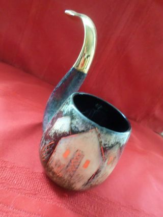 Vintage Mid Century Modern Sascha Brastoff Hand Painted Ceramic Pipe Cup Mug 3