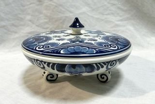 Delft Blauw Footed Lidded Bowl Covered Dish 1269 Handpainted Holland