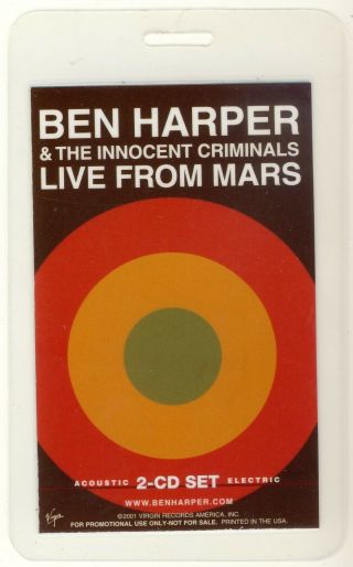 Ben Harper Promo Postcards,  Stickers & Laminate.  Live From Mars & Burn To Shine