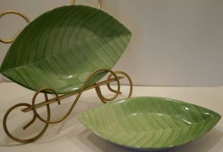 Set Of 2 Villeroy & Boch 1748 Luxembourg 11 - 1/4 " Green Palm Leaf Dishes