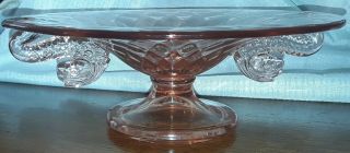 Vintage Pink/peach Depression Glass Candy Dish Koi Or Fishes Diamond Pattern