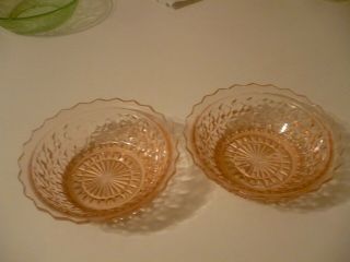 Holiday Buttons & Bows Depression Glass Pink 5 " Berry Bowl Set Of 2