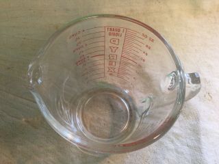 Vintage Pyrex Glass 4 Cup/1 Quart Measuring Cup D Handle 3