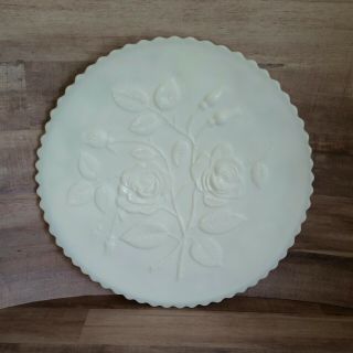 Vintage Imperial Open Rose White Milk Glass Pedestal Cake Stand Dessert Plate