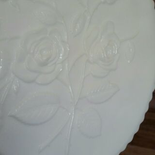 Vintage Imperial Open Rose White Milk Glass Pedestal Cake Stand Dessert Plate 2