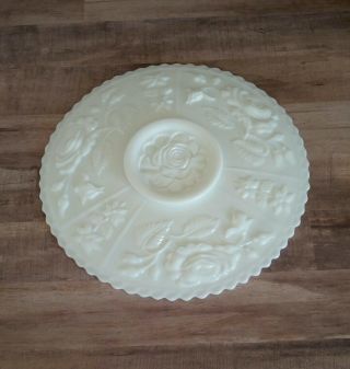 Vintage Imperial Open Rose White Milk Glass Pedestal Cake Stand Dessert Plate 3