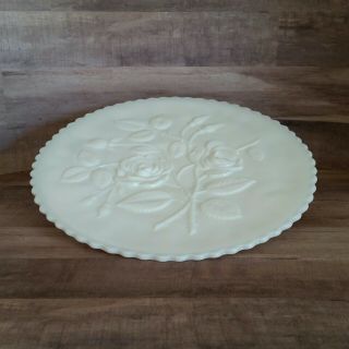 Vintage Imperial Open Rose White Milk Glass Pedestal Cake Stand Dessert Plate 5