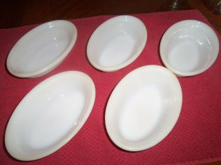 Glasbake U.  S.  A.  Milk Glass Dish 475 Oval Set Of {5}