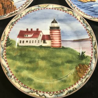 Set of 4 AMERICAN ATELIER SIGNALS Lighthouse 8” Salad Plates 2