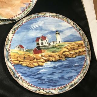 Set of 4 AMERICAN ATELIER SIGNALS Lighthouse 8” Salad Plates 4