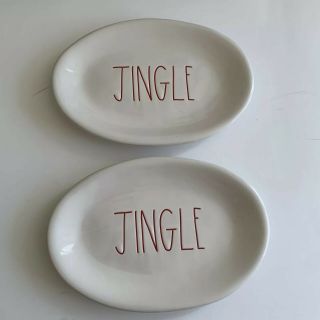 Set Of 2 Rae Dunn Oval Plates 8” With Jingle On Them