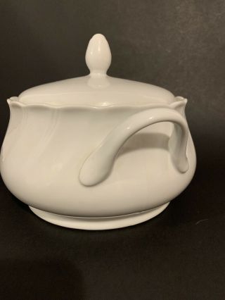 Sheffield Bone White China Swirl Pattern Soup Tureen With Lid Made In Japan 2