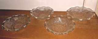 Set Of 4 Vintage Anchor Hocking Sandwich Clear Glass Berry Bowls Fluted Tiara