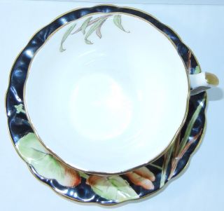 Aynsley Black with Lily Pad Flowers FOOTED CUP & SAUCER GOLD TRIM 765788 h308 3