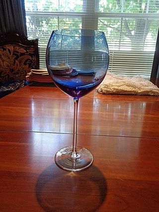 Lenox Blue Balloon Wine Glass Signed