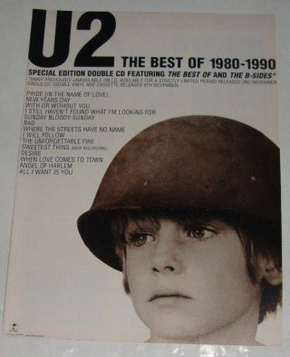 U2 The Best Of 1980 - 1990 Lp Music Advert Poster 30 X 22cm