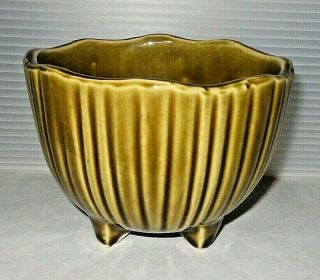 Mid Century Vintage Mccoy Pottery Usa 612 Avocado Olive Green Footed Planter 9 "