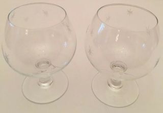 Two Brandy/snifter Glasses - Clear,  Etched With Stars