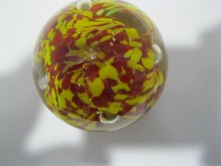 Paperweight Glass Yellow And Red Design