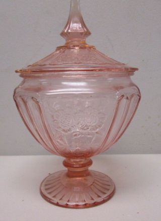 Mayfair Pink By Anchor Hocking Candy Dish With Broken - Repaired Lid