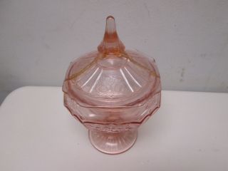 Mayfair Pink by ANCHOR HOCKING Candy Dish with BROKEN - REPAIRED Lid 3