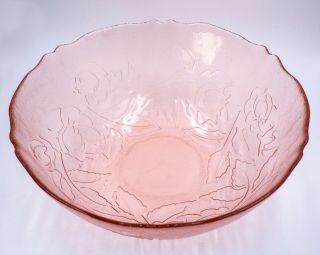 3 Vintage Arcoroc Rosa France Rosaline Pink Glass Salad Serving Bowl 9.  25 