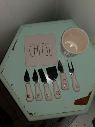 Rae Dunn Ll Cheese Tray & Knives Set