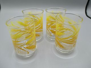 Set Of 4 Libbey 6 Oz Juice Glasses Golden Wheat Pattern