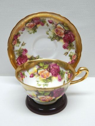 Vintage Royal Chelsea China Golden Rose Cup & Saucer / Heavy Gold 2