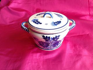 Vintage Signed Quimper Pottery Bowl With Lid Made In France
