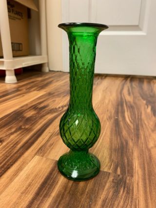 Green Glass Bud Vase - 8 " Tall - " E.  O.  Brody Co.  Cleveland,  Ohio " - Exc.  Cond.