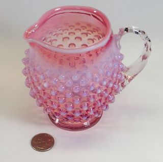 Fenton Hobnail Cranberry Opalescent Pitcher Creamer Pressed Glass