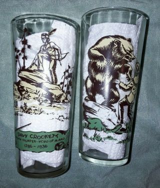 Vintage Davy Crockett Indian Fighter Hero of Alamo Drink Glass Tumbler 2