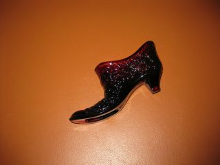 VINTAGE Fenton Ruby Red Daisy Glass Shoe Slipper ART GLASS 2