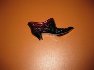VINTAGE Fenton Ruby Red Daisy Glass Shoe Slipper ART GLASS 4